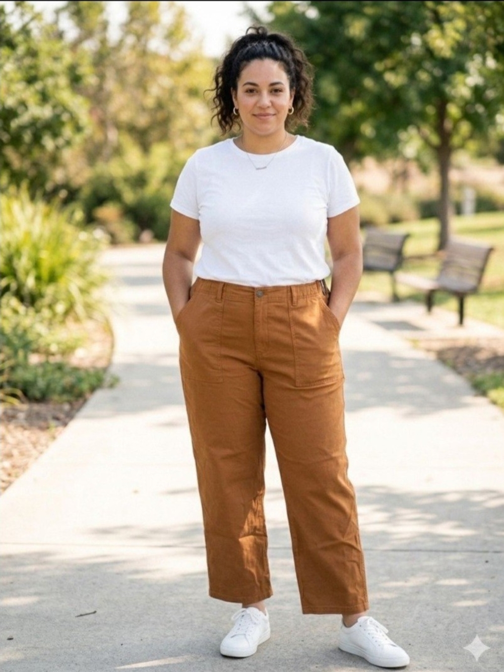 RE CREATION High-Rise Wide-Leg Utility Pants in Rust Brown. Size XXL